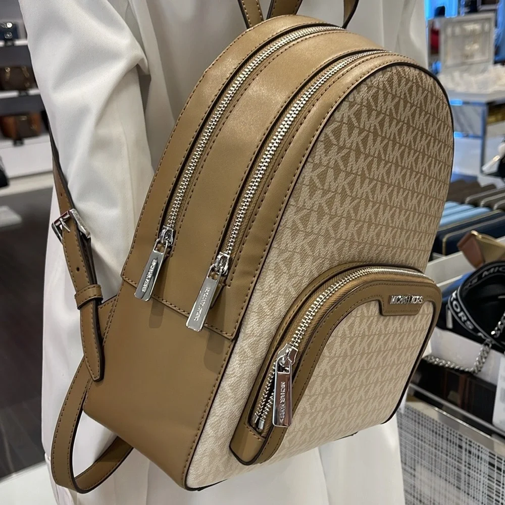 MICHAEL KORS Jaycee Medium Ombré Signature Logo Backpack Husk NWT
